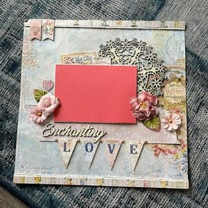 Blank Scrapbook page - wedding/marriage/romance theme